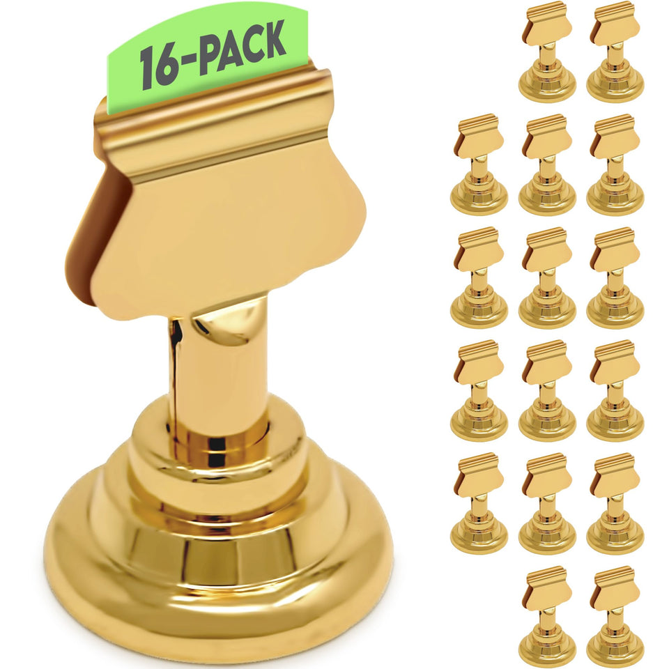 Gray Bunny gold table number holder close-up with premium finish and sturdy base.