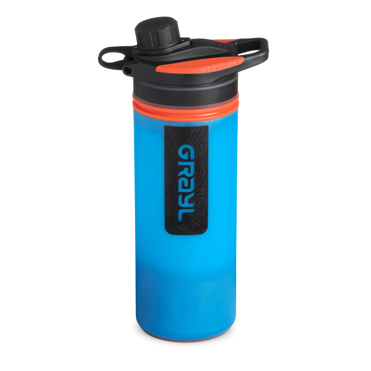 GRAYL GeoPress Bali Blue front view for outdoor purification during hikes.