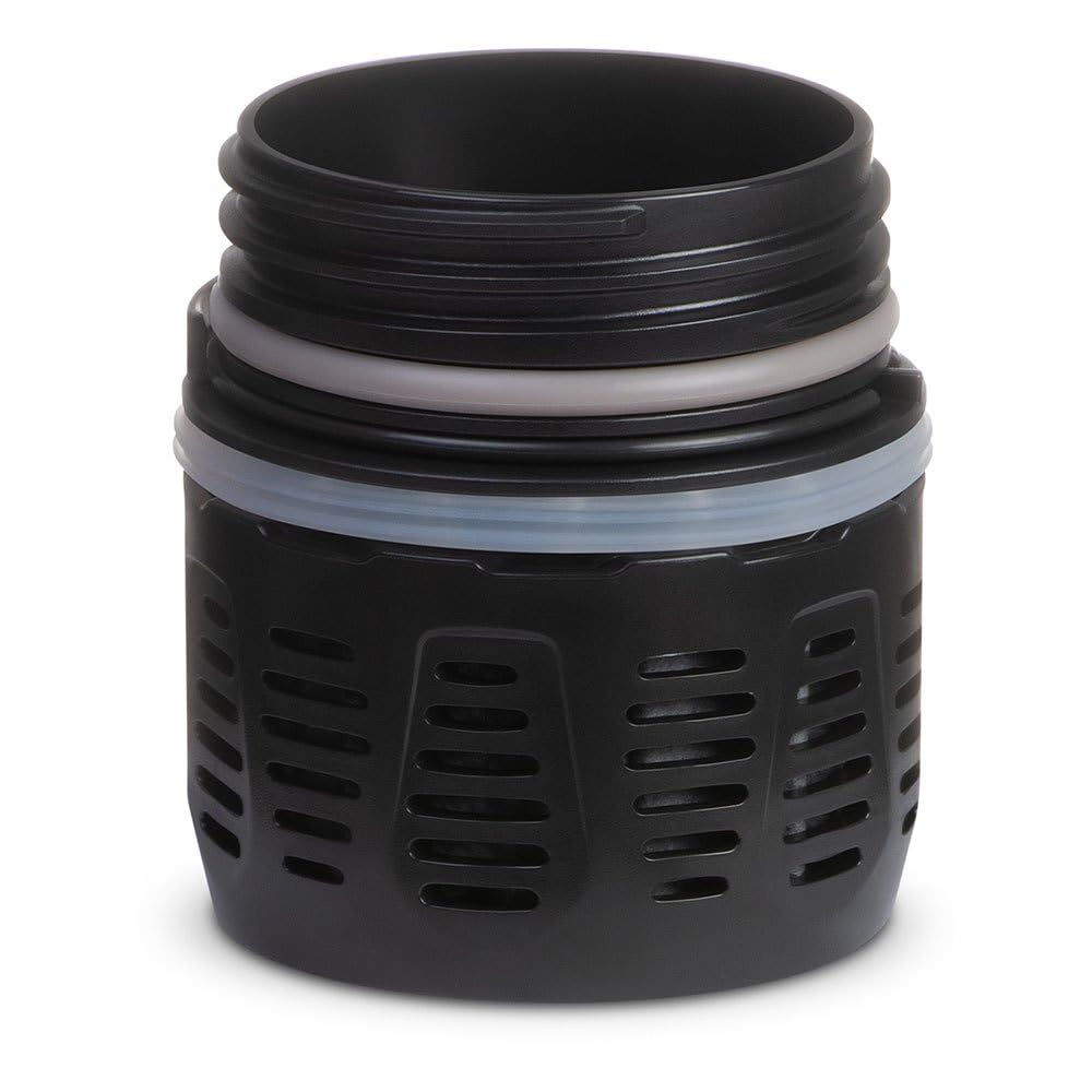 GRAYL cartridge filter media close-up illustrating filtration and adsorption capabilities.