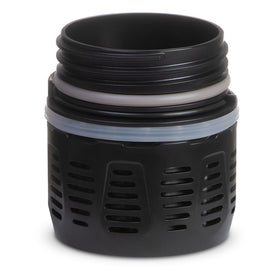 GRAYL cartridge filter media close-up illustrating filtration and adsorption capabilities.