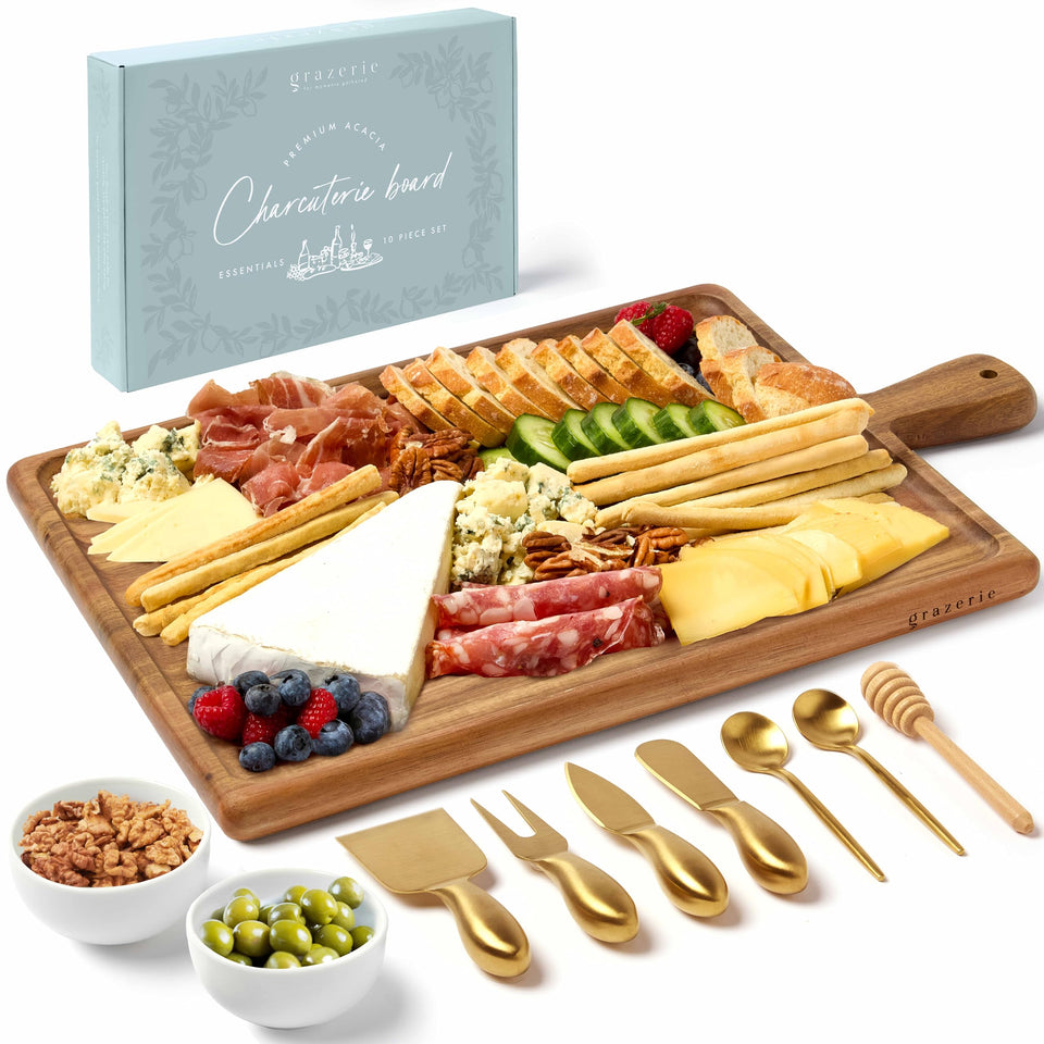 Grazerie Charcuterie Board Set with acacia serving board for elegant entertaining.