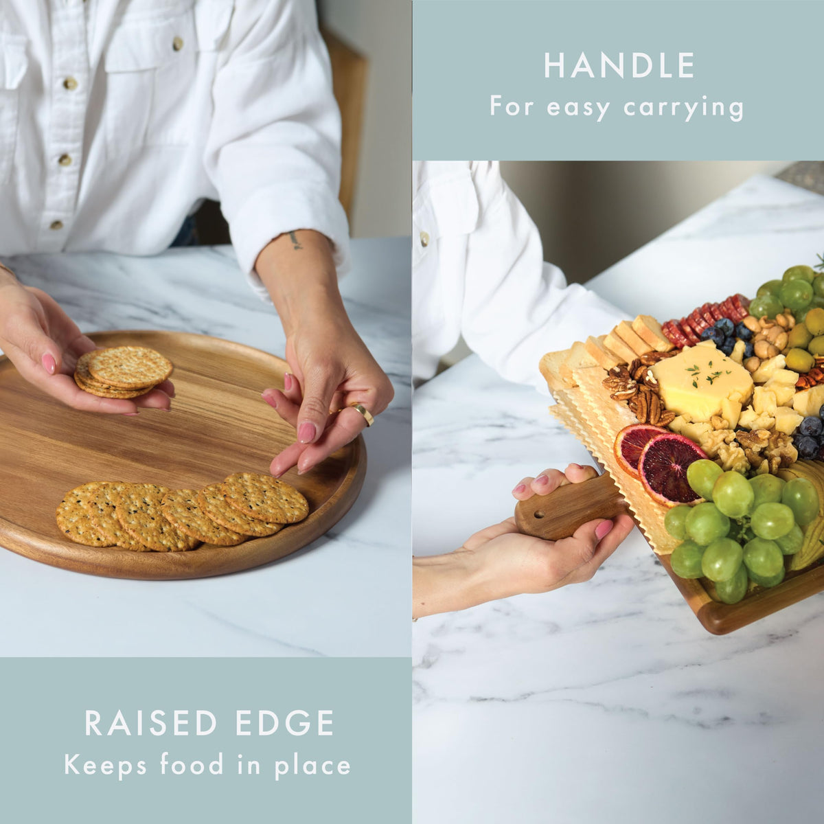 Grazerie Charcuterie Board Set comfort handle for easy transport.