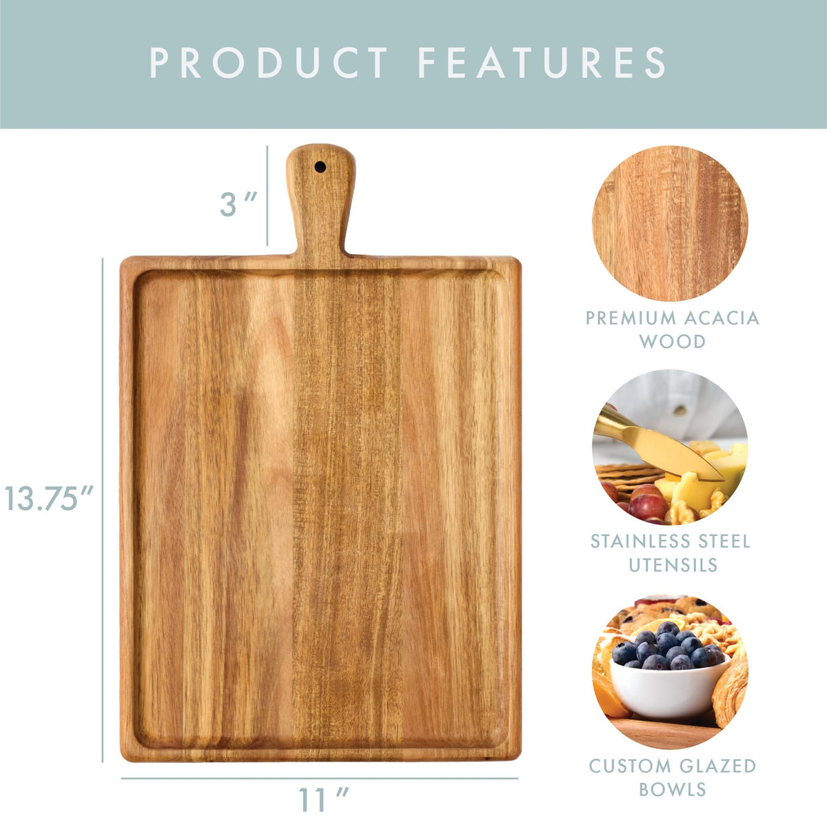 Grazerie Charcuterie Board Set includes honey dipper to sweeten spreads.
