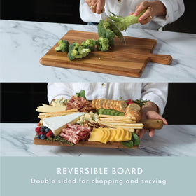 Grazerie Charcuterie Board Set raised-edge design keeps foods in place.
