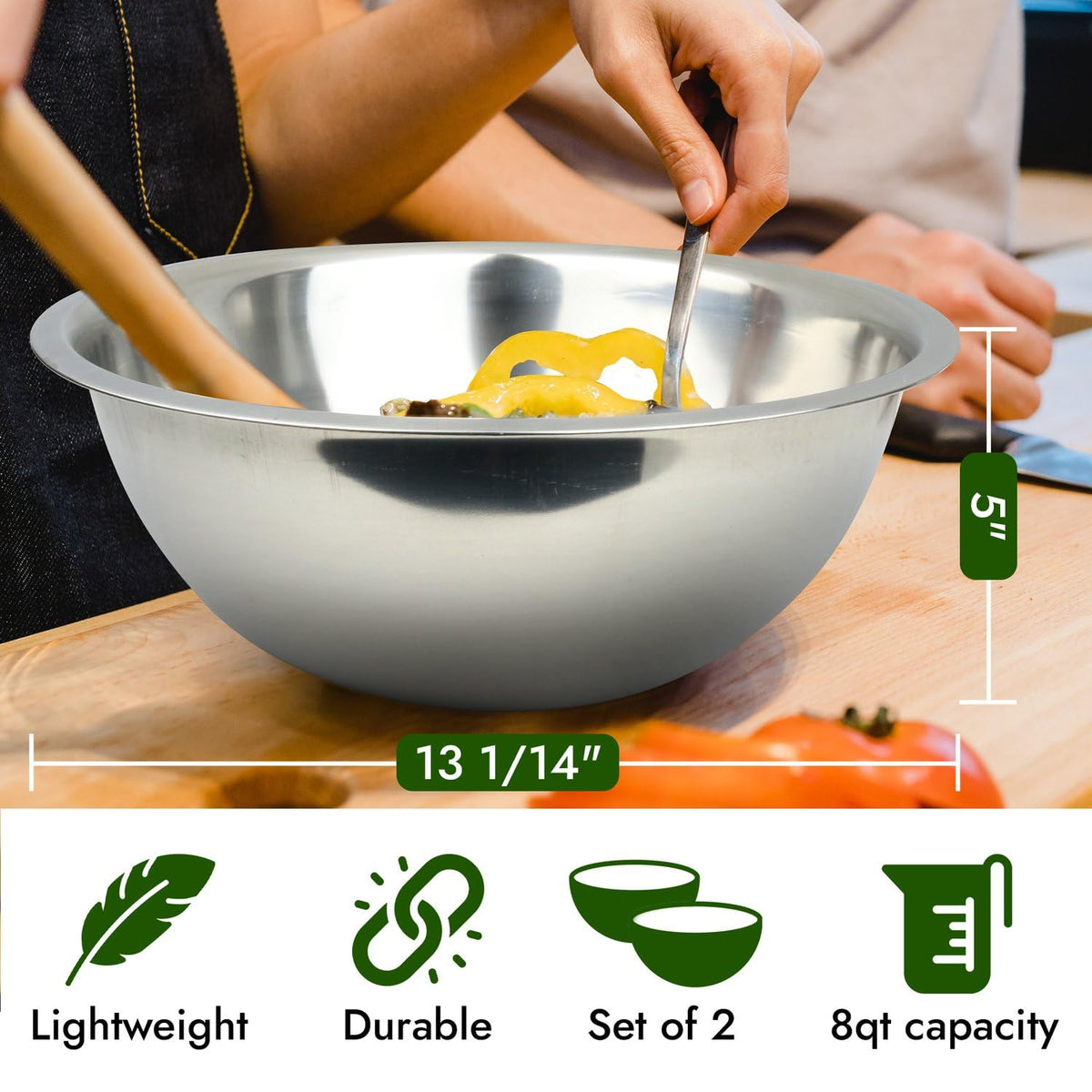 Great Credentials flat rim mixing bowls provide stable whisking and precise pouring.