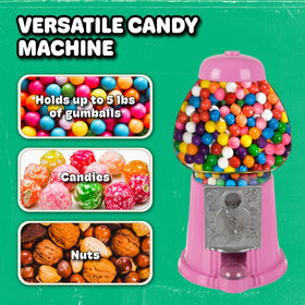 Great Northern Popcorn pink gumball machine features a durable metal base for lasting use.