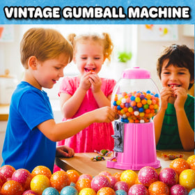 Great Northern Popcorn pink gumball machine at events creates nostalgic centerpiece.