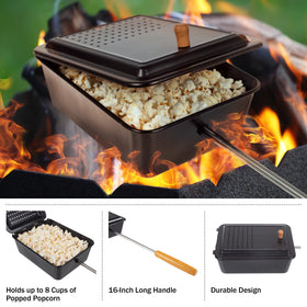 Great Northern Popcorn campfire popper nonstick coating for easy cleanup