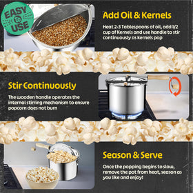 Durable stainless steel Great Northern Popcorn stovetop popper