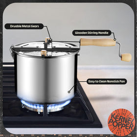 Stir paddle and hand crank on Great Northern Popcorn stovetop popper