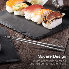 Greatamzor 304 stainless steel chopsticks resist rust and offer long-lasting durability.