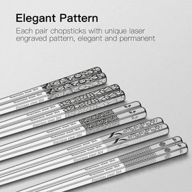 Greatamzor chopsticks with non-slip laser etching at tips for easier grabbing.
