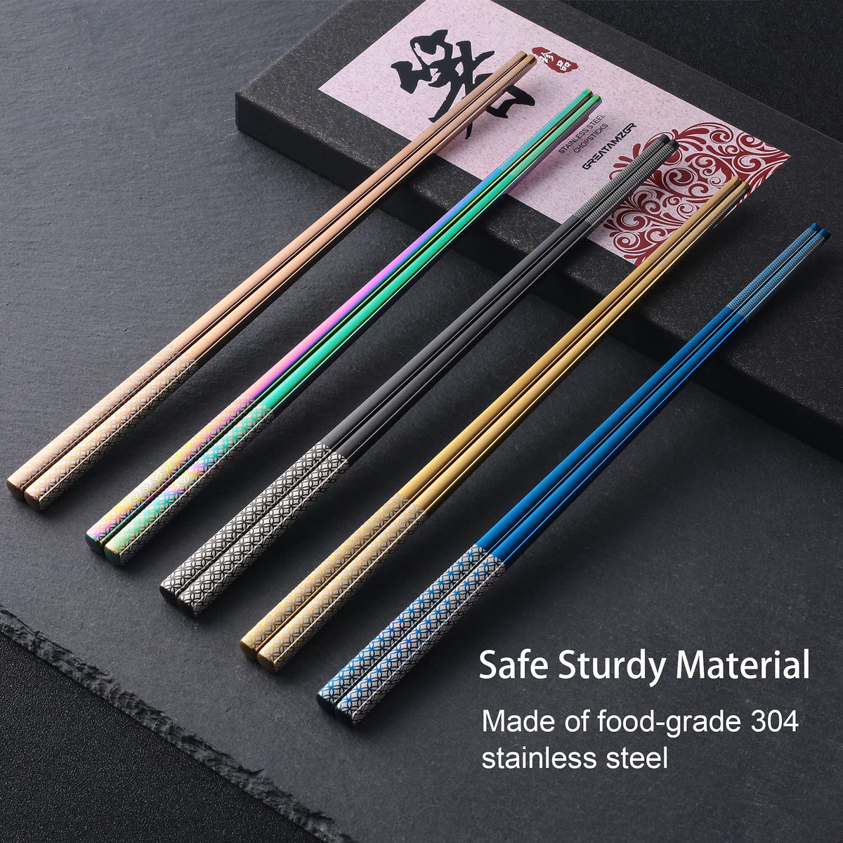Greatamzor reusable chopsticks promote eco-friendly, long-lasting use.