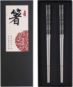Greatamzor titanium-plated chopsticks in black and silver, durable and reusable