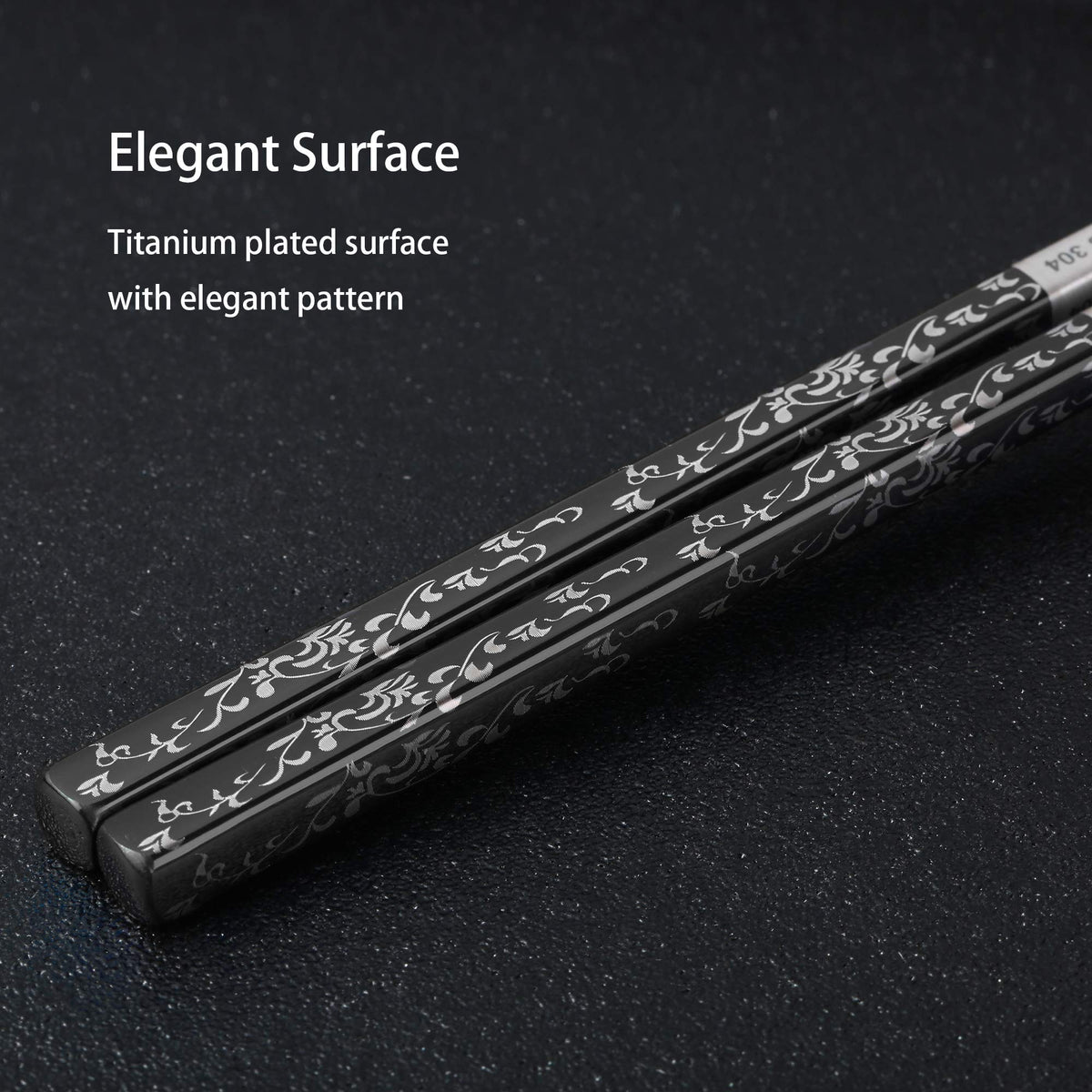 Greatamzor chopsticks with laser flower vine pattern for elegant grip