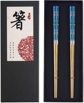 Greatamzor titanium plated chopsticks with square design for secure grip