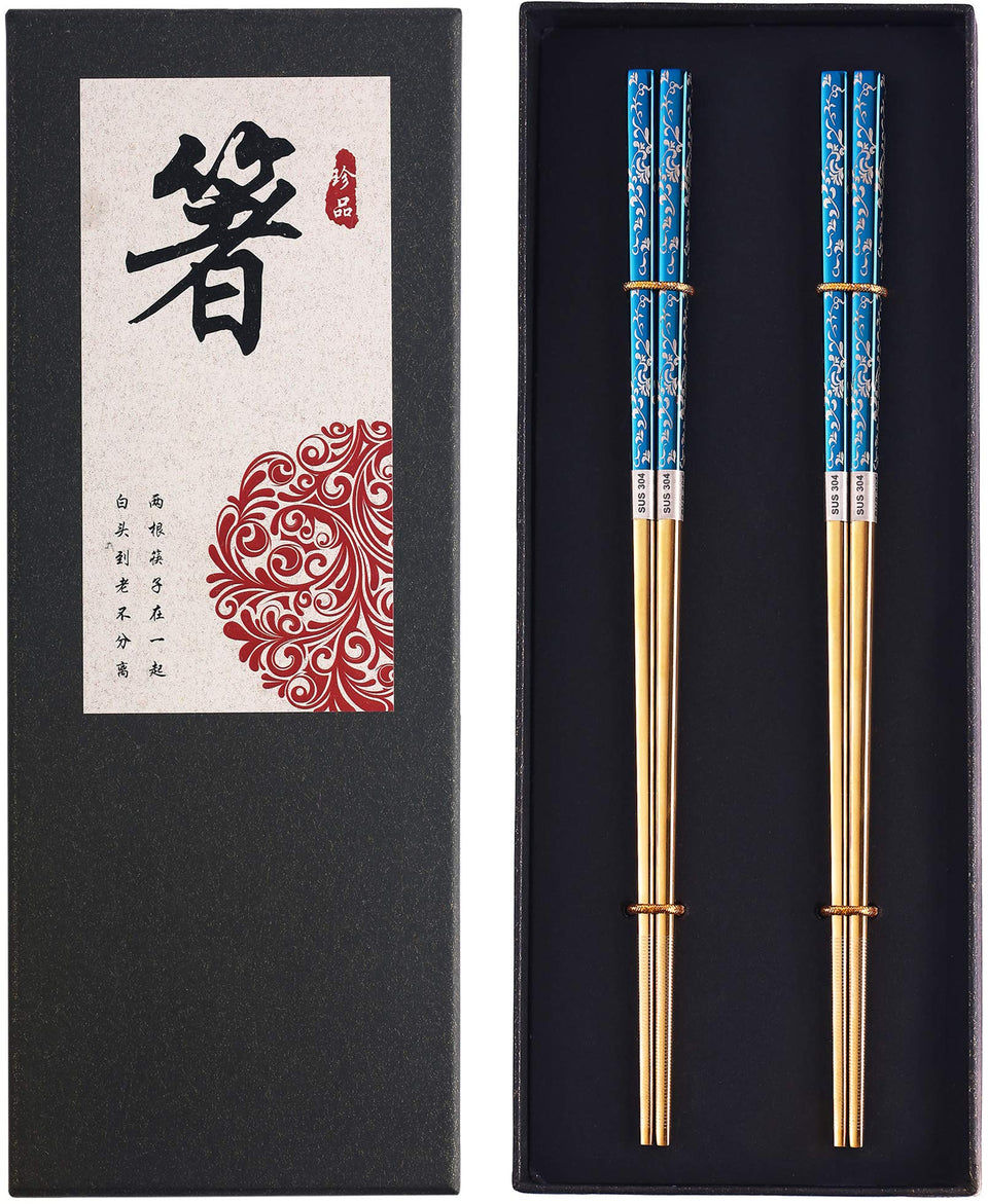 Greatamzor titanium plated chopsticks with square design for secure grip