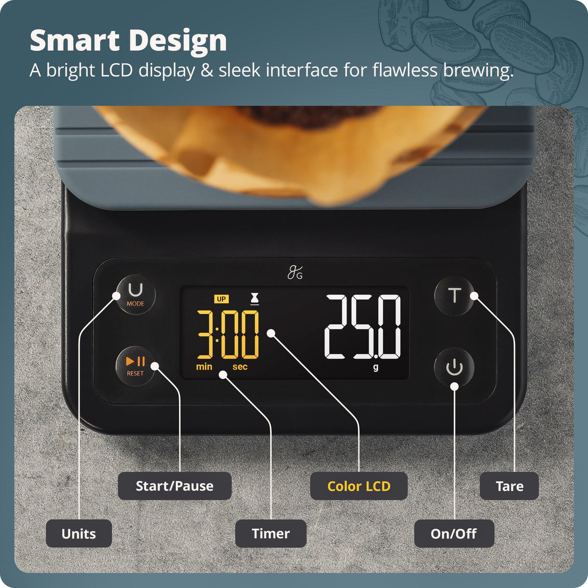 Greater Goods compact kitchen scale for coffee and other tasks.