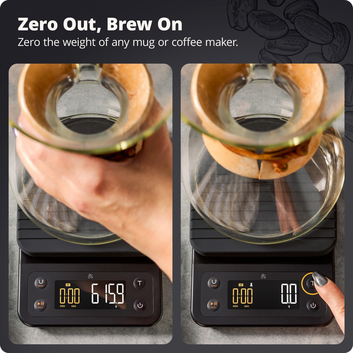 Greater Goods compact scale in a kitchen setting for daily brewing