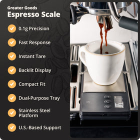 Greater Goods digital espresso scale portable kitchen tool for espresso brewing
