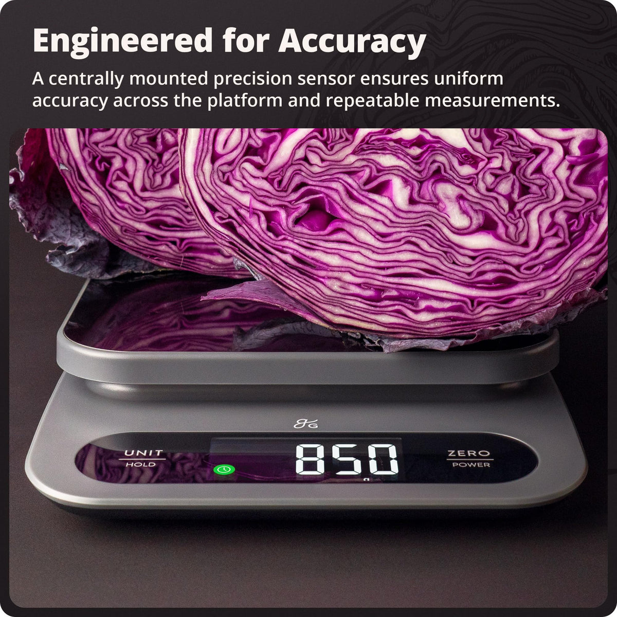 Greater Goods scale uses durable stainless steel for simple cleanup after busy meals.