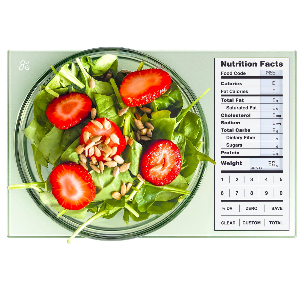 Greater Goods Digital Nutrition Scale base and display for quick nutrition tracking.