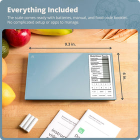 Greater Goods Digital Nutrition Scale compact design fits easily in drawers or on counters.