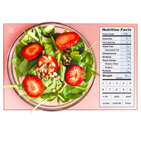 Greater Goods digital nutrition scale front view in pink for precise meal prep.