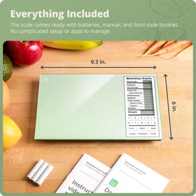 Greater Goods digital nutrition scale compact design fits in a drawer.