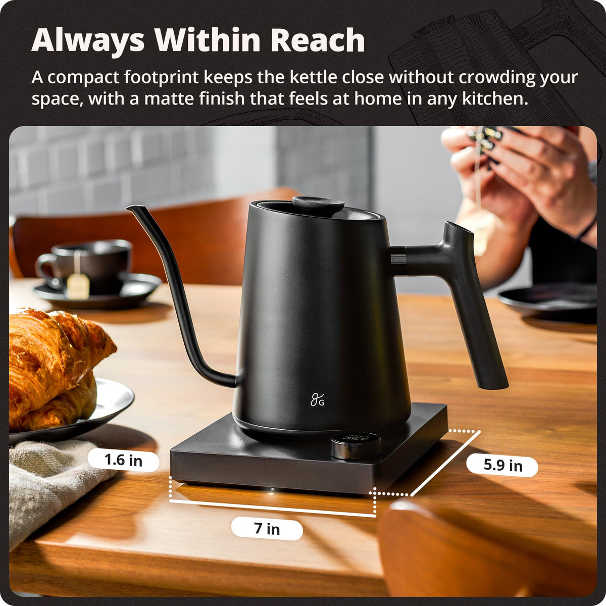 Greater Goods Onyx Black kettle combines performance with a sleek look