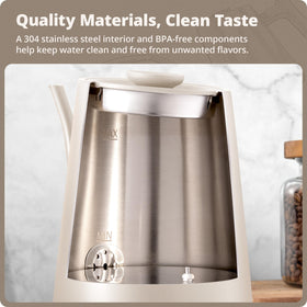 Greater Goods birch finish handle offers comfortable grip during brewing.