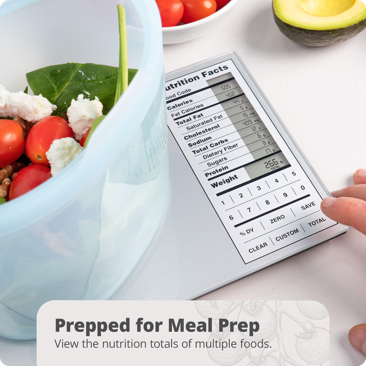 Greater Goods nutrition scale includes 2000+ foods database for quick nutrition insights