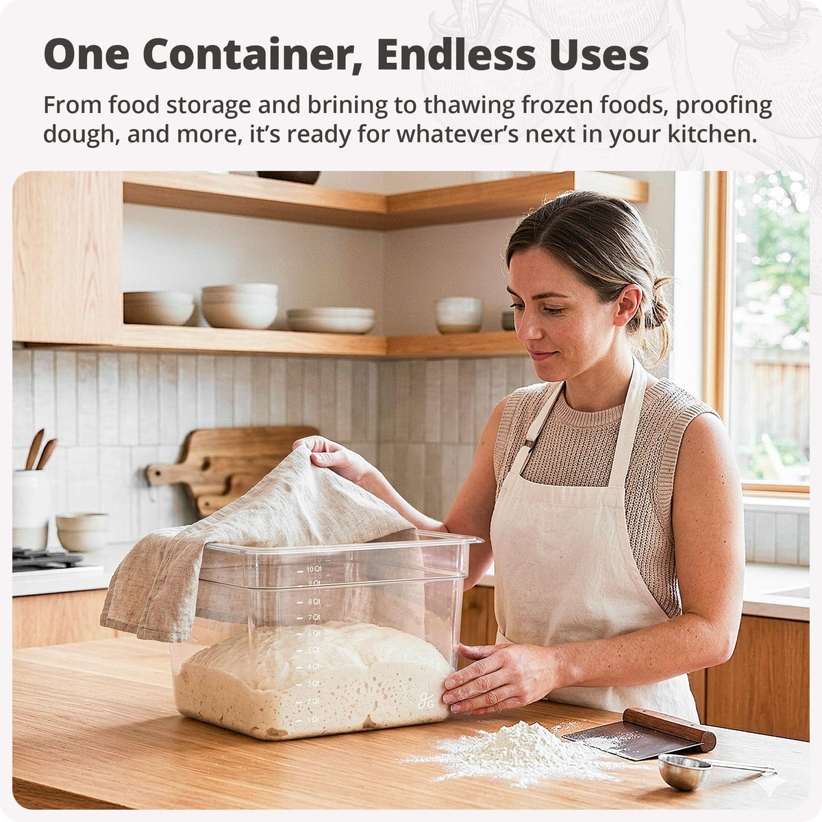 Greater Goods 12qt stainless steel rack keeps bags organized for easy setup.