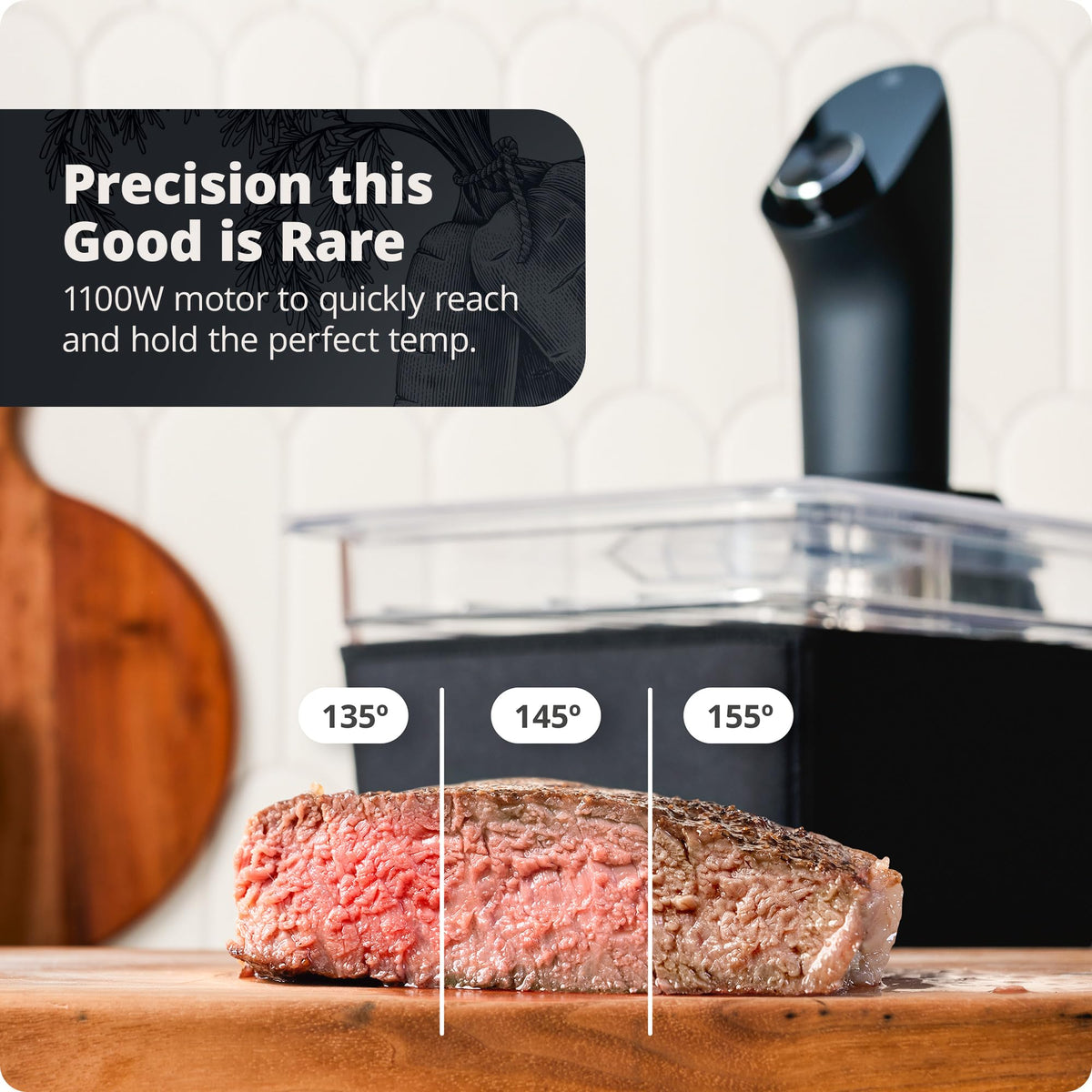 Greater Goods sous vide brushless motor delivers quiet, efficient performance during long cooks.