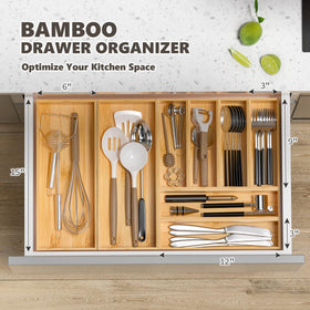 Greatseas bamboo drawer organizer stackable design helps save drawer space.