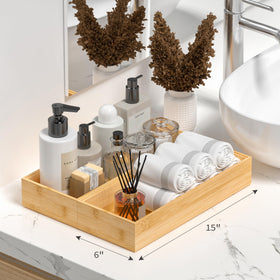 Greatseas bathroom drawer tray in bamboo for vanity items