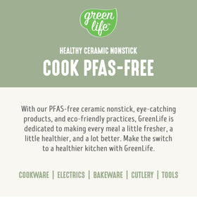 GreenLife includes measuring cup and rice paddle for convenient prep.