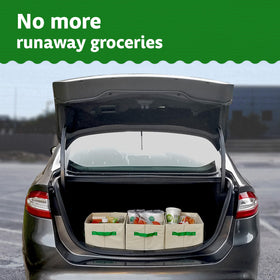 Green Bulldog fold-flat storage saves space in car or pantry