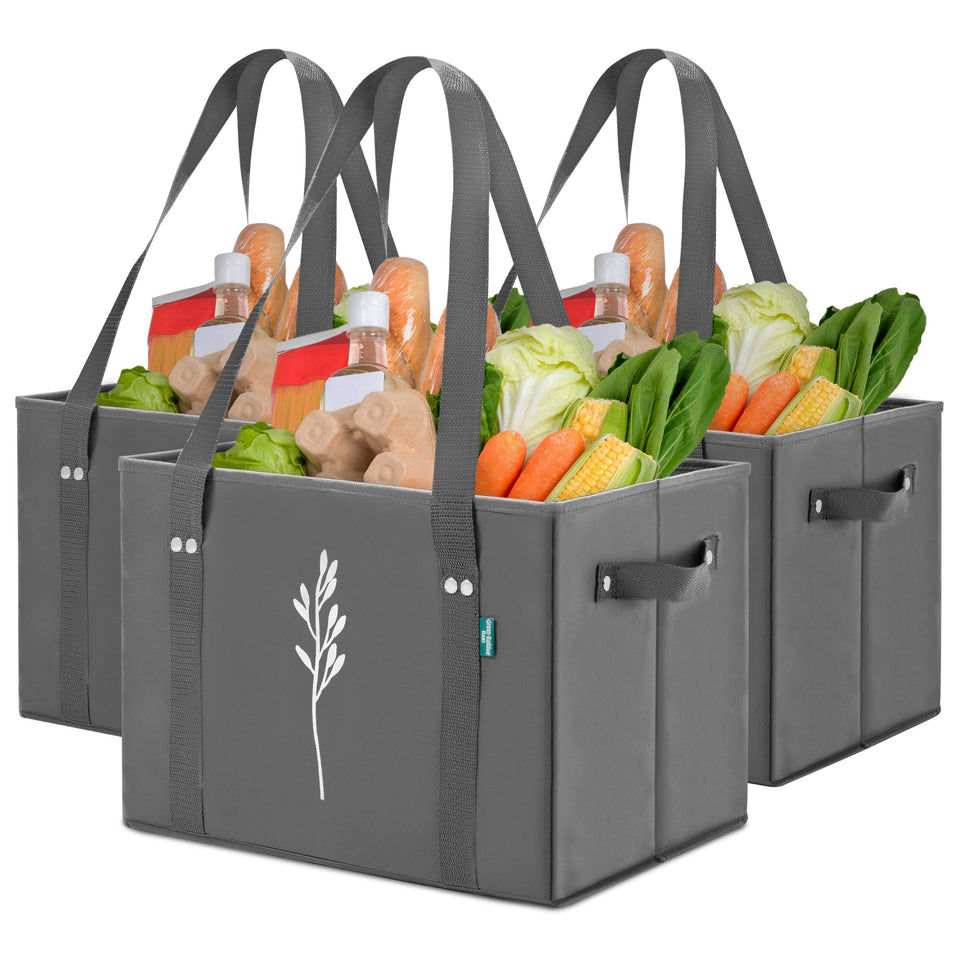 Green Bulldog Bags folded three-pack ready for storage and eco-friendly shopping