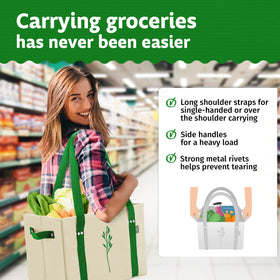 Green Bulldog Bags reinforced bottom keeps items upright