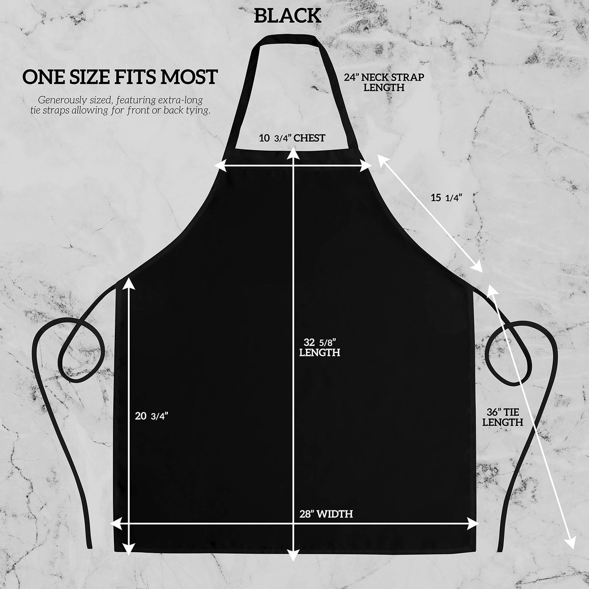 Green Lifestyle 12-pack bib apron flat lay in black, sturdy fabric for high-volume cooking.