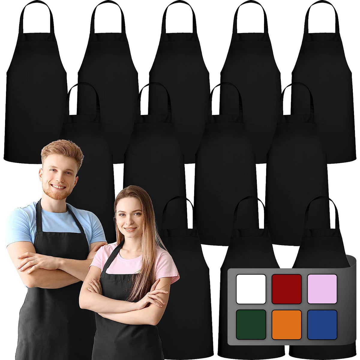 Green Lifestyle 12-pack bib apron front view, durable no-pocket design for busy kitchens.