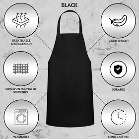 Green Lifestyle 12-pack bib aprons no pockets, durable fabric for heavy use.
