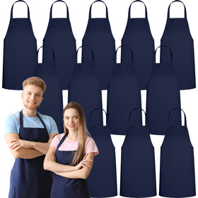 GREEN LIFESTYLE 12-pack navy chef apron front view for busy professional kitchens