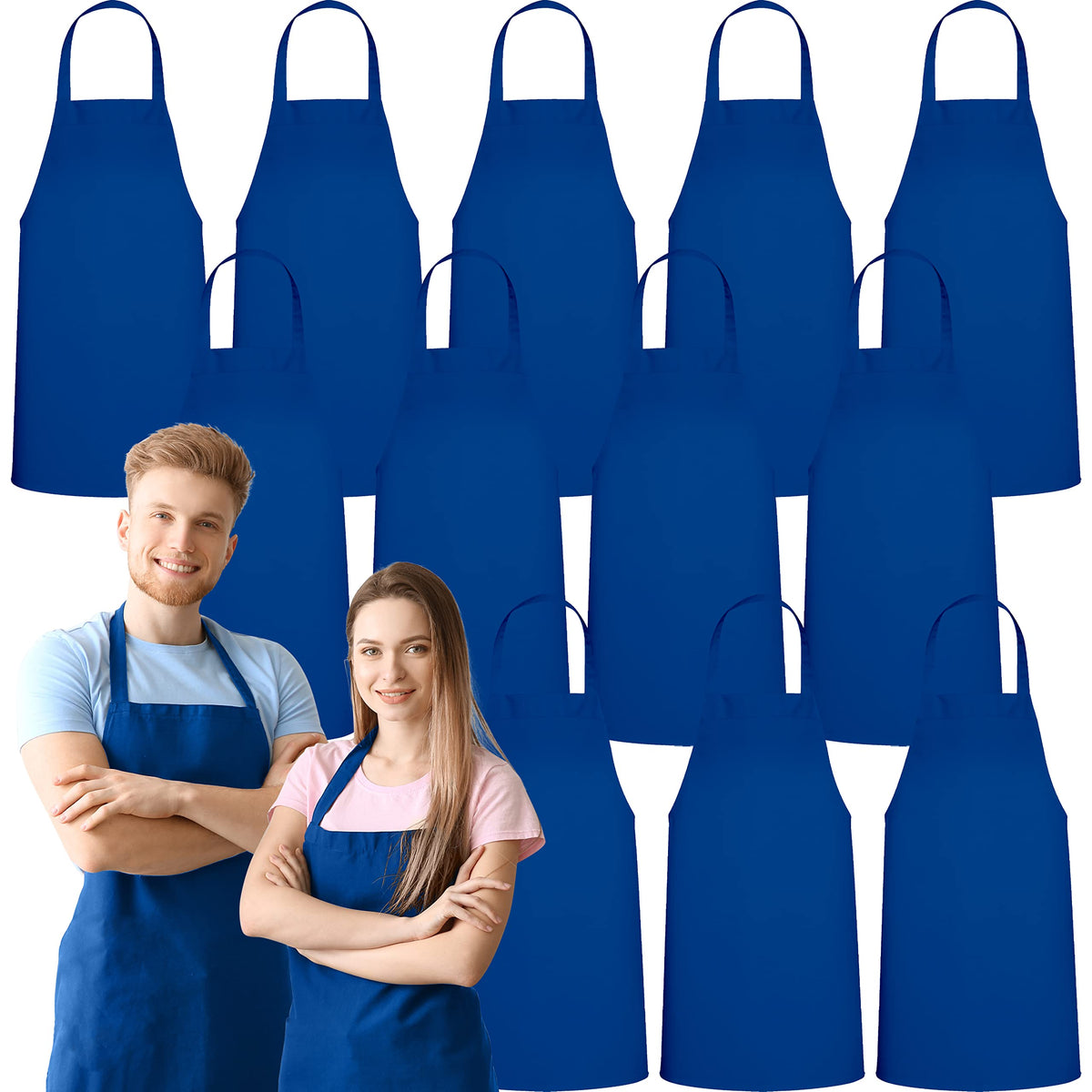 Green Lifestyle 12-pack apron front view shows royal blue color and durable, adjustable fit.