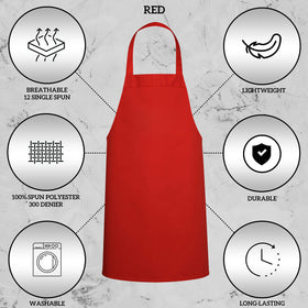 GREEN LIFESTYLE Restaurant-grade red apron suitable for chefs and servers