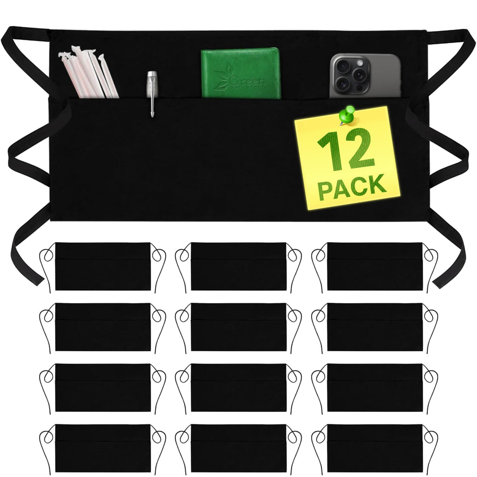 GREEN LIFESTYLE server apron with 3 pockets for quick tool access in busy dining settings.