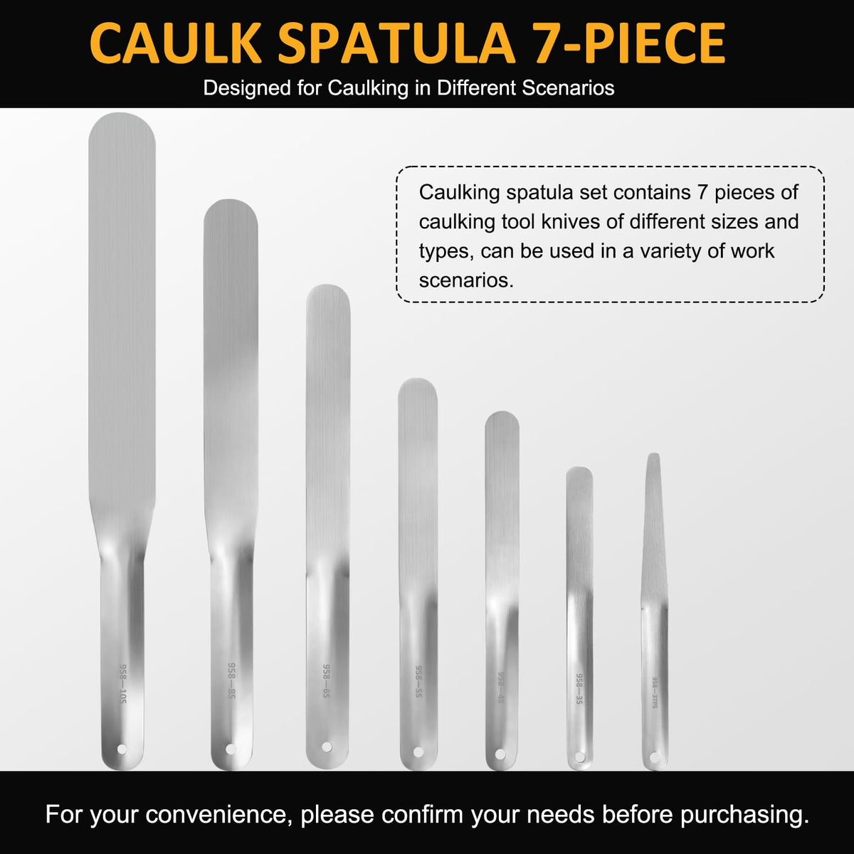 Green living 958-G01 stainless steel caulking knife with ring keeps tools organized.