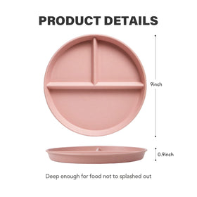 Greenandlife 9-inch divided plate in beige ideal for balanced meals at home or school.