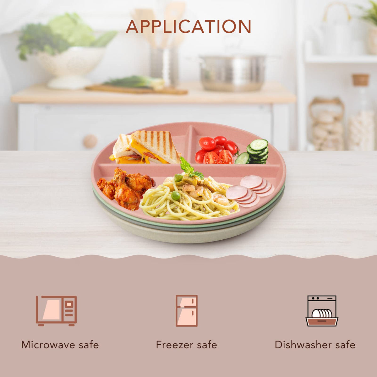 Greenandlife 9-inch divided plate in green supports healthy portions during daily dining.